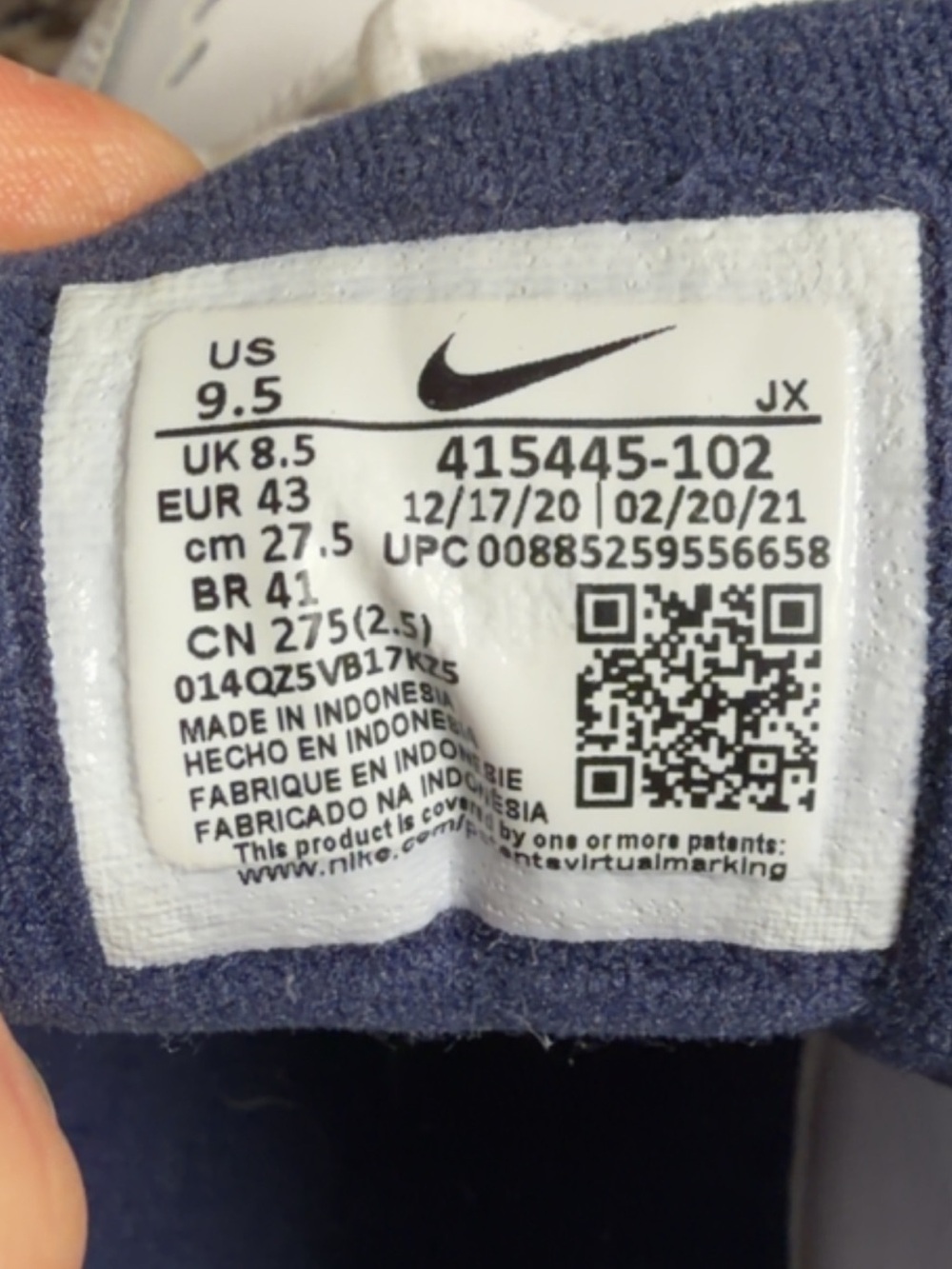 Nike Men's White & Navy Air Monarch-style Athletic Trainers - Picture 5 of 5